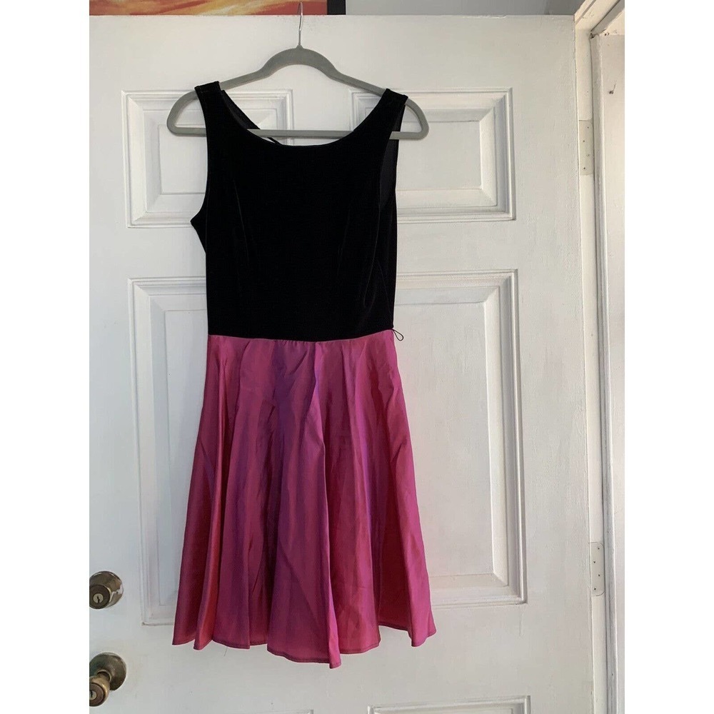 VTG Byer Too! California Junior’s Size 11 Dress‎ Black Velvet Pink Purple